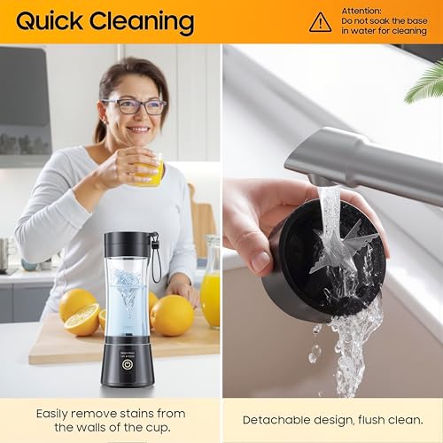 Image of Portable USB Juicer Blender, 6-Blade Rechargeable Mini Mixer Grinder Bottle for Smoothies, Protein Shakes & Juices, Personal Size Travel Blender with Built-In Jar (Multicolor)