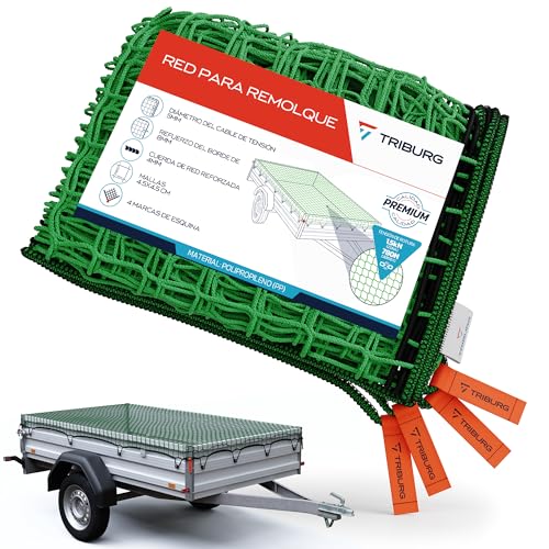 Red para remolques TRIBURG 2,5x3,5 con Marcas en Las Esquinas y Refuerzo en los Bordes - Red para remolques con Cuerda elástica para una sujeción óptima de la Carga