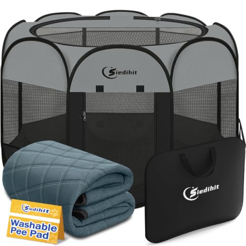 Image of Siedihit Dog Playpen with Washable Pee Pad, Dogs Tent Crate Cage