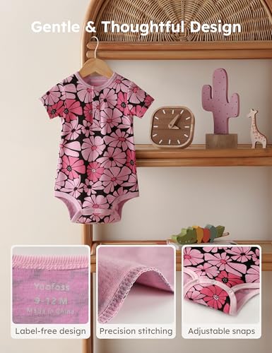 Yoofoss Baby Bodysuits 100% Organic Cotton Short Sleeve Infant Romper for Boy and Girl Baby Clothes, Soft Breathable4