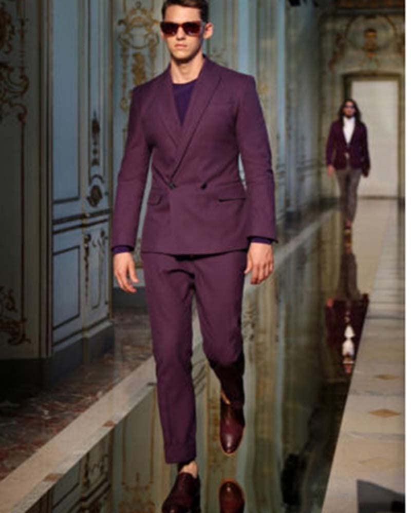 Uomo Abito Doppio Petto 2 Pezzi Abbigliamento Formale Outfit