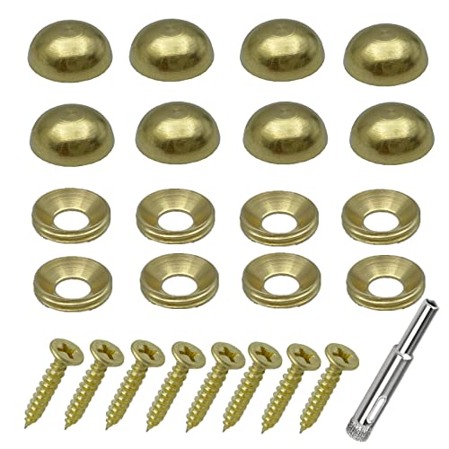 8Pcs Pure Brass Decorative Screw with Caps used as Mirror Screw,Metal Wall Art Decor,Upholstery Tacks,Thumb Tacks for Wall Hangings,Fast Cap,Wood Handcrafted,Fasteners Hardware (3/5