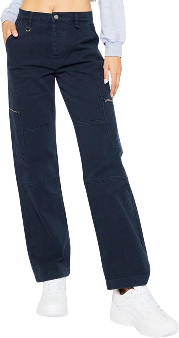 Kan Can Women's Jainie High Rise Hidden 4-Button Straight Leg Jeans KC7898