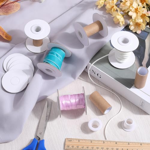 SUNNYCLUE 10 Sets Paper Sewing Spools Paper Ribbon Spool Bulk Unfinished White Empty Wire Weaving Textile Rope Roll Crochet Cords Lace Line Strings Organizer Thread Bobbin for Embroidery Art DIY Craft - Image 4