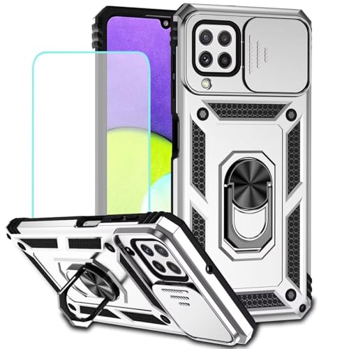 Coque Galaxy A22 4G Antichoc avec Cache Caméra et Anneau Magnétique