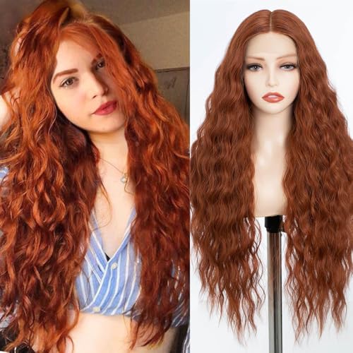 FASHION IDOL Long Wavy Synthetic Lace Front Wigs 30 inches Deep Middle Part Baby Hair Wigs for Women 5% Brazilian Human Hair and 95% Heat Resistant Fiber - Image 2