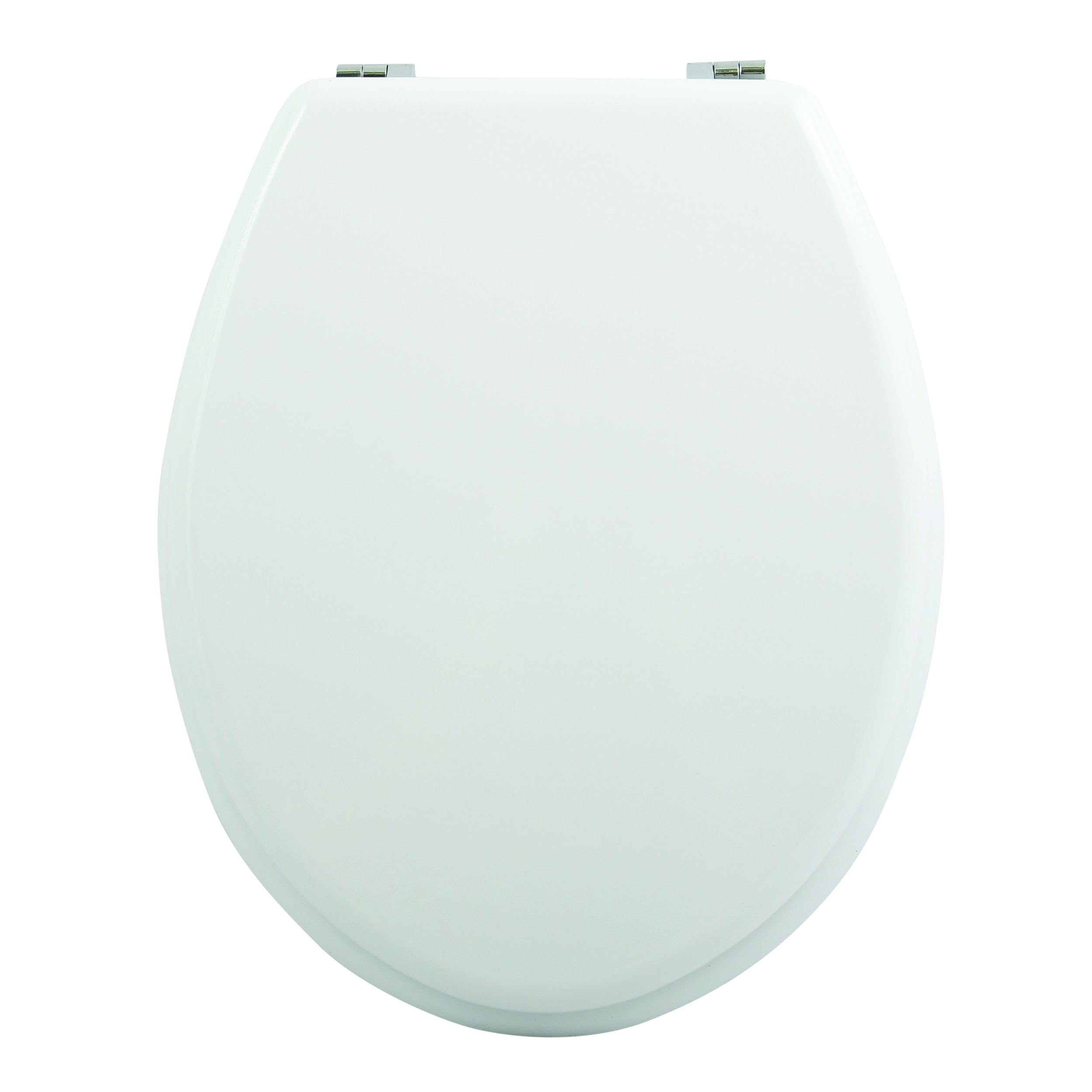MSV Zinc Toilet Seat with Hinges, White/Silver
