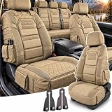 Pealeaf Funda de Asiento Táctica con Organizador, Protector Robusto Estilo Militar, Cubierta Universal para Coche SUV Camión, Verde (Khaki)