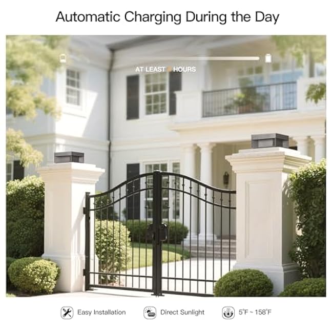 Solar Post Light, 7.9 Outdoor Column Lights Modern Fence Deck Cap Pillar Lamp Waterproof 3000K LED Lantern Patio Landscape Lighting for Outside Driveway Pathway Yard Garden Posts Decoration