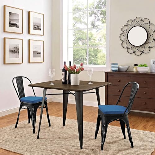 Image of BUYUE Friendly Woven Fabric 14x14 Magnetic Cushion for Metal Chair 1 Piece, Enhanced Anti-Slip Seat Pad for Dining Kitchen Cafe Stackable Chair (U-Shape, Dark Blue, 1 Count)