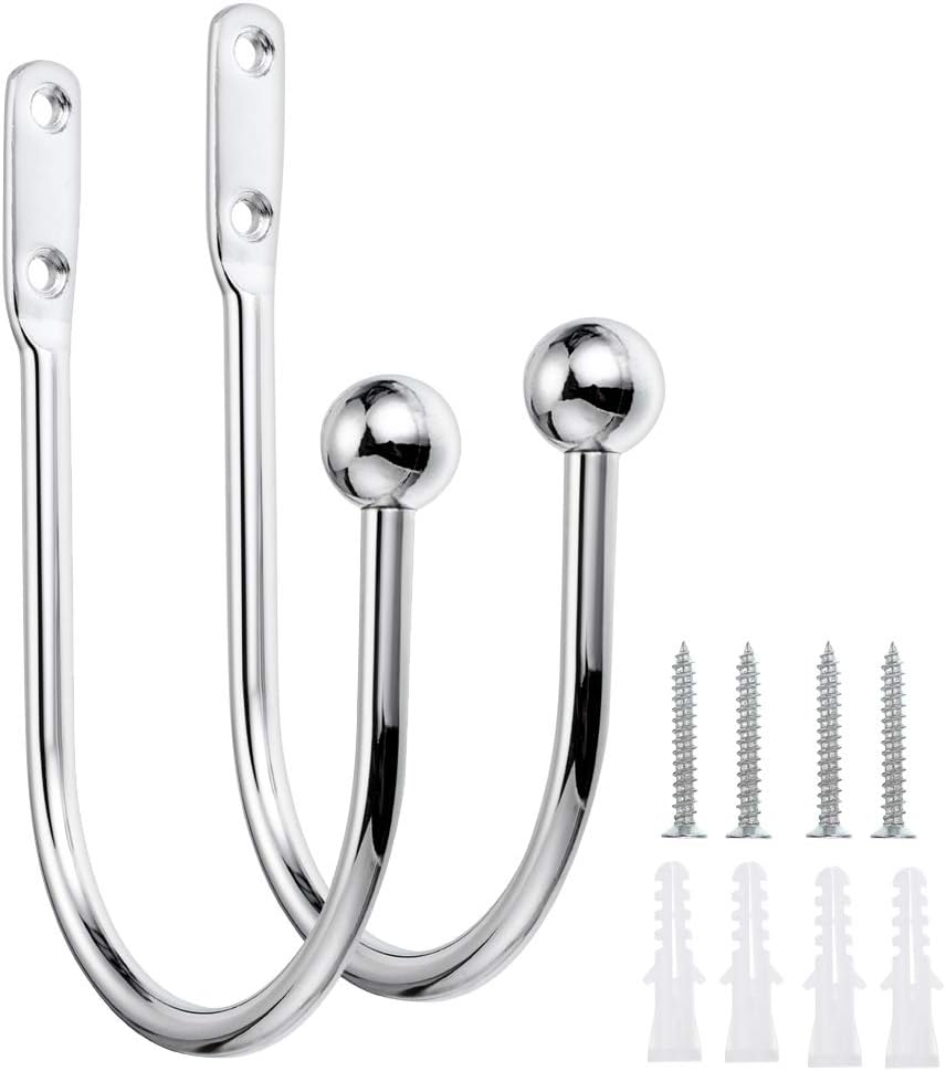 Sumnacon 2 Pcs Metal Curtain Holdbacks - Decorative Wall Mounted Drapery Tiebacks with Screws, Heavy Duty Window Treatment Holdbacks for Home Decor, Black : Home & Kitchen