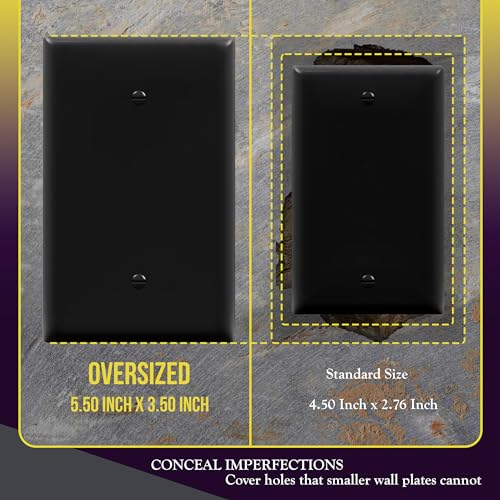 Image of ENERLITES 10 Pack Oversized Blank Wall Plate Cover, 1-Gang, Black