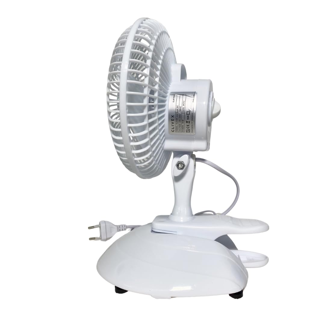 Ventilateur Clip 2 En 1 Clivex 15 Cm - 2 Vitesses, Tête Orientable, Avec Base Bureau Et Pince