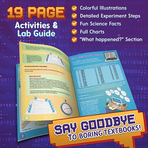 Playz My First Coding & Computer Science Kit - Learn About Binary Codes, Encryption, Algorithms & Pixelation Through Fun Puzzling Activities Without Using a Computer for Boys, Girls, Teenagers, Kids