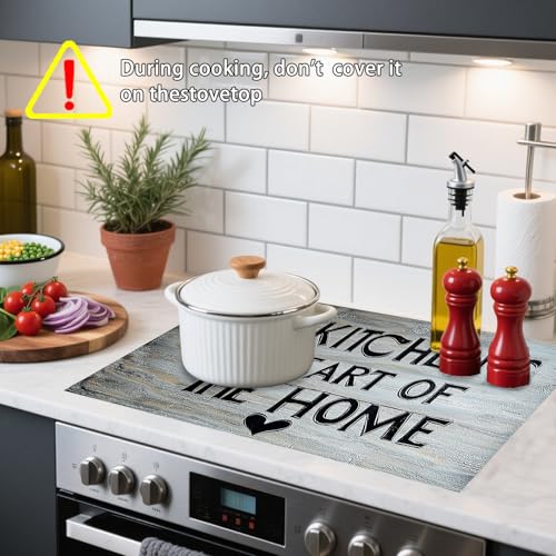 Image of Nuxovilar Stove Top Cover for Electric Stove, 20x28 Inch Polyester Glass Cooktop Protector with inchHome Sweet Home inch & Red Hearts Motif, for Kitchen Decor & Daily Use