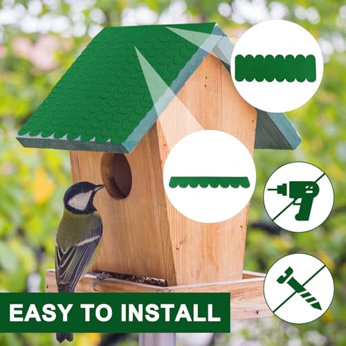 Dachpappe für Vogelhaus 32pcs Dachpappe für Vogelhaus, Selbstklebend Dachpappe, Wasserdicht Dachpappe Selbstklebend, für Nistkasten Hasenstall Insektenhotel (Grün)