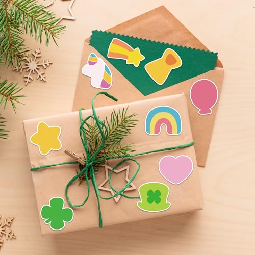 Image of St. Patrick's Day Sticker Roll - 1000 Pcs St. Patrick's Day Waterproof Vinyl Reusable Laptop Stickers Coloring Book Scrapbook Water Bottle Page Activity Pad Birthday Party Favors Skateboard