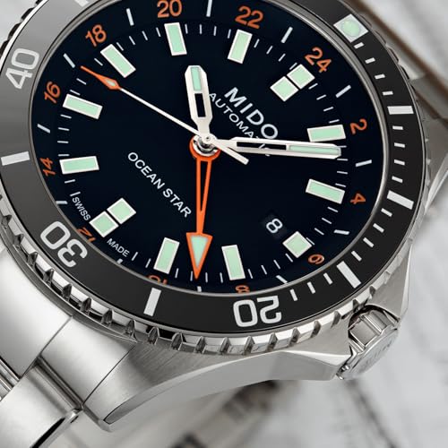 MIDO Ocean Star GMT - Swiss Automatic Watch for Men - 44mm Stainless Steel Case with Black Ceramic Rotating Bezel - Black Dial - Stainless Steel Bracelet - M0266291105101 by MIDO - Image 5