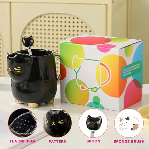 Mug de Cerámica con Diseño de Gato 17oz Negro miniatura 2