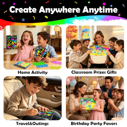 Image of ZMLM 48 Pack Rainbow Art Scratch Notebooks for Kids Birthday Party Favors