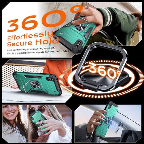 Image of Anqrp Heavy Duty Case for iPhone X /XS Case with Enhanced Ring Holder Grip Stand, Military Grade Shockproof Rugged Drop Protective Silicone Hard Slim iPhone X /XS Phone Case Cover,Forest Green