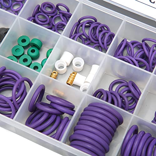 Yctze O-Ring-Sortiment 225-teiliges Auto-Klimaanlagen-O-Ring-Dichtungsset, 14 Größen, Sortiment mit Unterlegscheiben, Abstandshalter für die Maschinenindustrie
