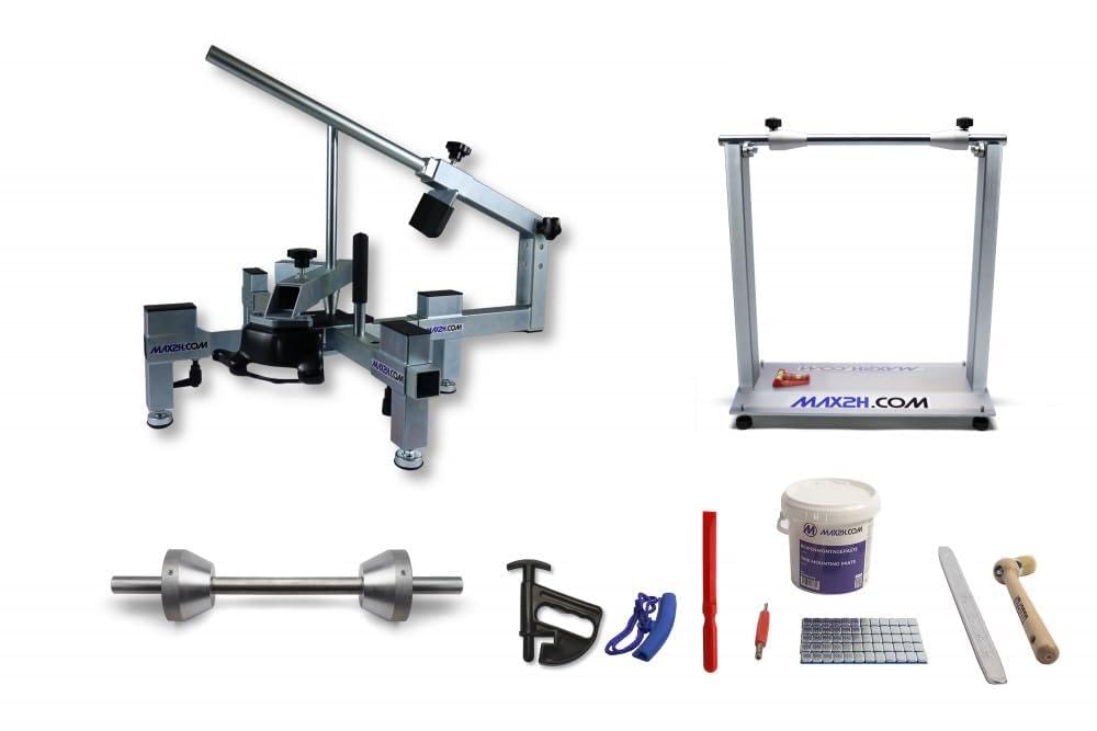 MAX2H® MG-2 Plus zestaw do montażu opon z koziołkiem wyważeniowym Plus do huśtawek jednouchwytowych 50-80 mm (samoprzylepne obciążniki szare)