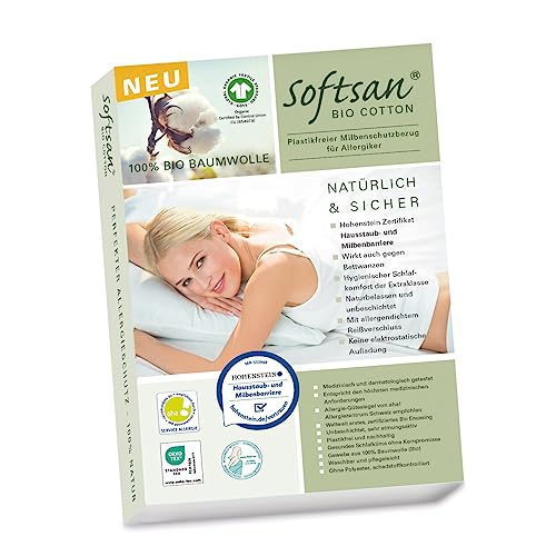 Softsan Kissen Encasing aus Bio Baumwolle | Anti Milben Schutzbezug | Weltneuheit | Viele Größen (40 x 80 cm)