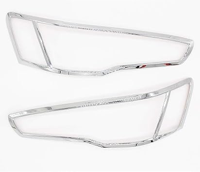 Triple Chrome Plates 2pcs Headlight Trim Cover No Lens Compatible with 2008-2014 Mitsubishi Lancer