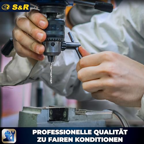 S&R Metallbohrer-Set HSS-G, Bohrerset 19-tlg, Hochleistungsbohrer für Metall, Stahl, Gusseisen, Größe 1,0-10,0 mm, konisch geschliffen 118 Grad, ideal für Hand- & Standbohrmaschinen, in Metallbox