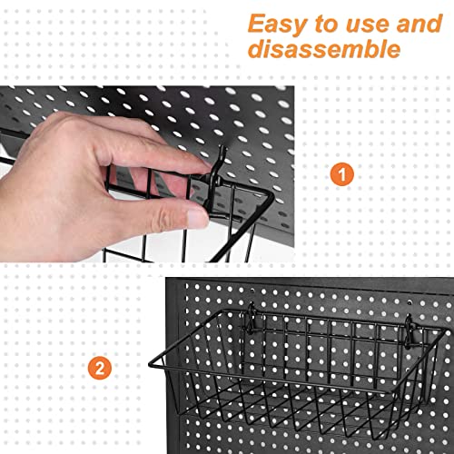4 Pack Pegboard Baskets, 4 Different Sizes, Square Hanging Wall Mount Basket, Metal Wire Pegboard Wall Organizer Bins Set For Organizing Various Tools, Pegboard Accessories, Pegboard Hooks #TOP3