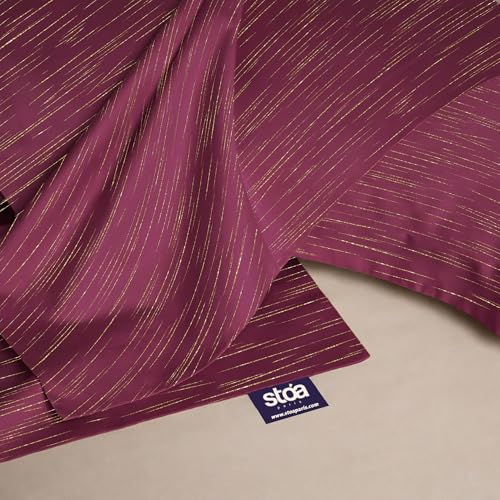 Image of Stoa Paris 350TC Luxstre Cotton Super King Printed Bedding Set for King & Double Size Beds with 2 Pillow Covers, 274 x 274cm Bedsheet, All-Season Comfort, Breathable, Home Decor, Panache 2.0 - Ruby
