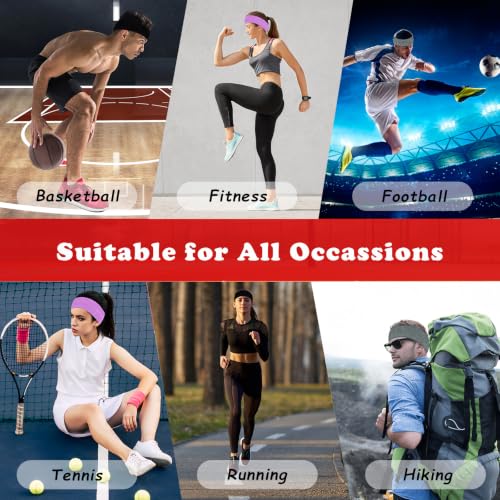 Image of Sweatbands Sports Headbands for Men & Women - 3 Pack Moisture Wicking Cotton Headband for Tennis, Basketball, Running, Gym - Sweat Band