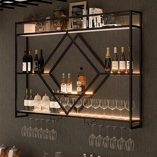 Casier à vin mural lumineux en fer pour une décoration de bar moderne