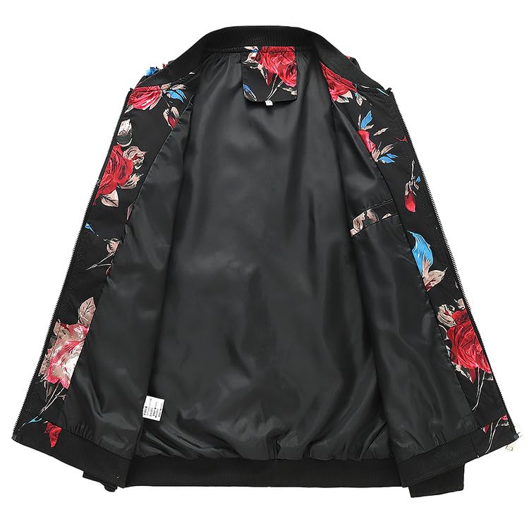 Image of HENGAO Men's Stylish Floral Bomber Jacket