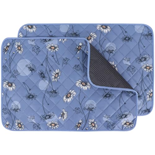 Image of IEUUMLER Washable Pee Pads for Dogs, 2 Pack Non-Slip & Waterproof Pack Whelping Pad, Reusable Washable Puppy Potty Training Pad with Fast Absorbent for Playpen EU007 (Gray Blue Daisy, 30 inchX20 inch-2pcs)