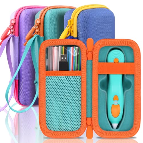 co2CREA Hard Case for NEW 3Doodler Start+ Essentials 3D Pen Set - Storage Organizer with Custom Slots for Art Activity Set, Printing Filament Refill and USB Charger, Mint Green Case + Orange Zipper by co2CREA - Image 8