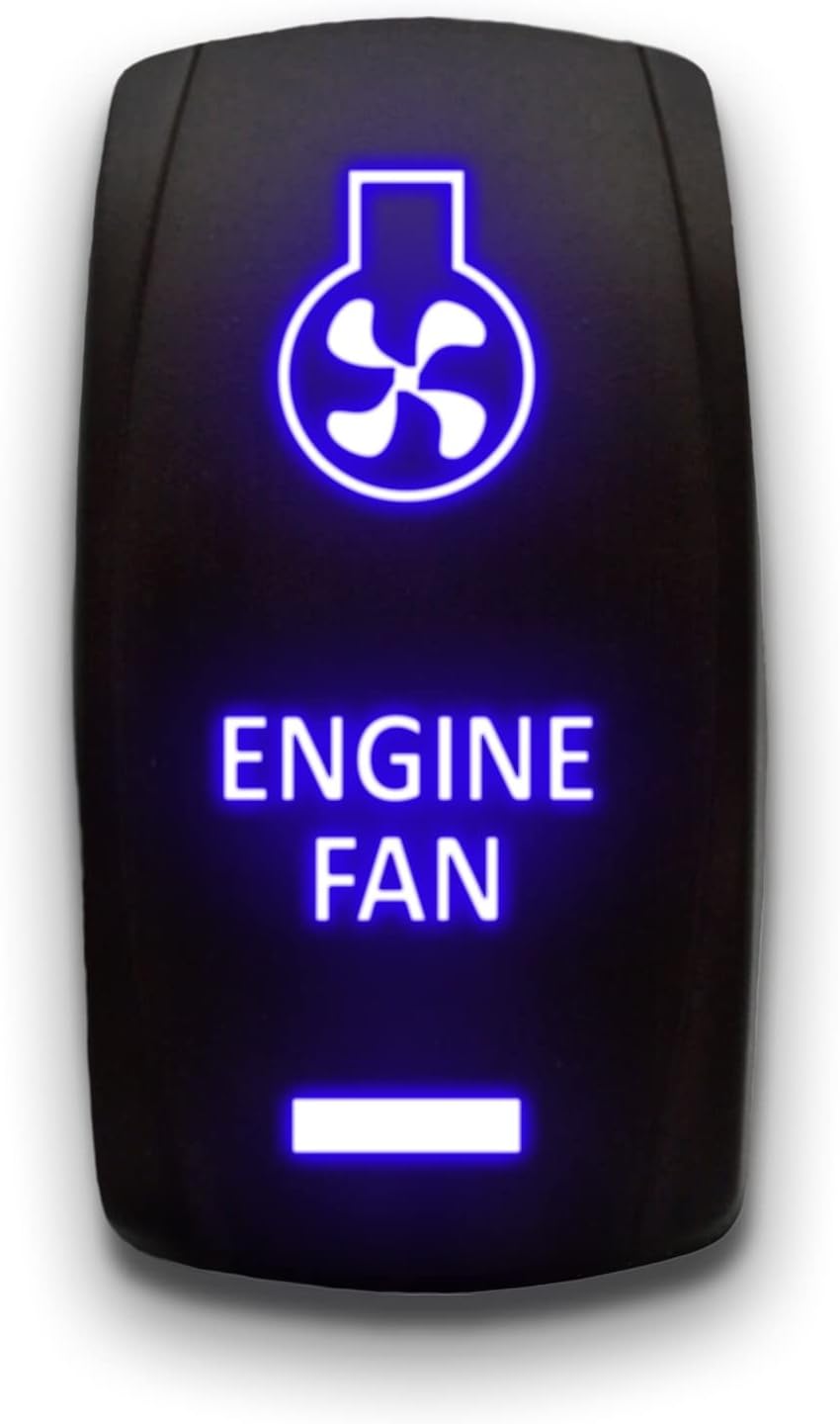 Engine Fan - Blue - Laser Etched 5-Pin Double Pole Single Throw Engine Fan Maintained ON-Off DPST Toggle Switch 20A 12V