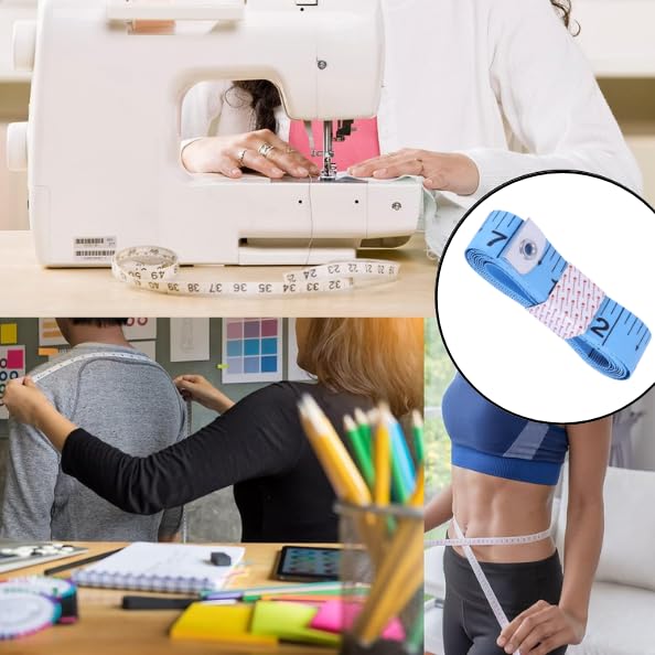 Image of Body Measuring Tape for Tailoring & Fitness | 150 cm / 60 Inch Dual Scale (cm & inch) | Flexible Fiberglass Cloth Measuring Tape for Sewing, Gym & Home Use(Blue Pack of 2)