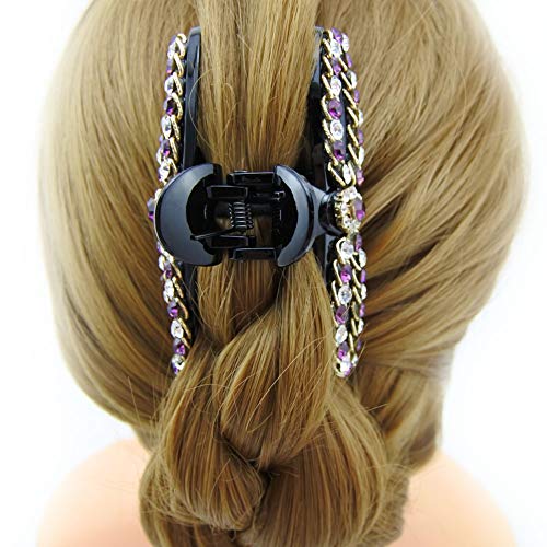 Pince à cheveux queue de cheval violette D107 pour femmes - 4