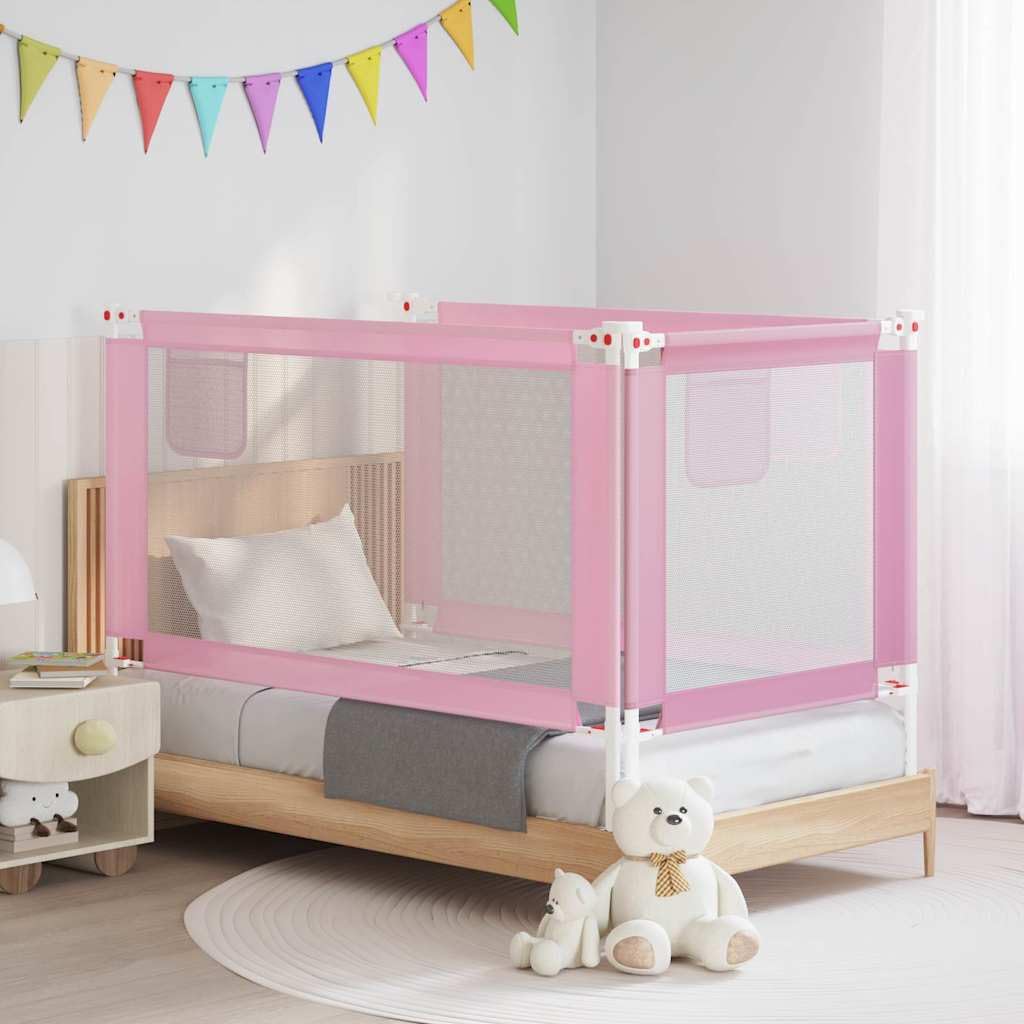 Barrera protectora para cama infantil, 150 x 25 cm, color rosa