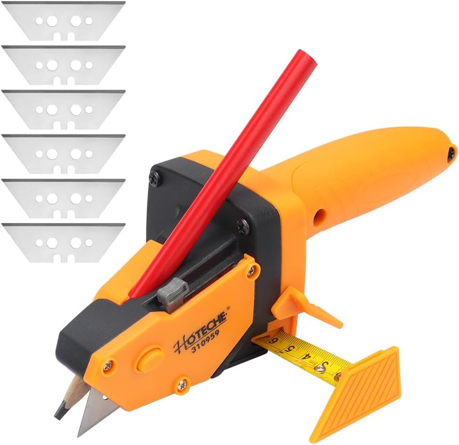 Hoteche Gypsum Board Cutter Kit - Plasterboard Tool with 5m Tape, Pencil & 5 Blades for Drywall, Foam Board