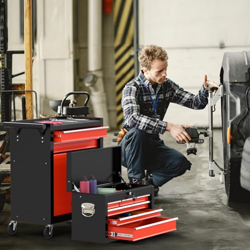8-Drawers Large Tool Chest, Detachable Top Tool Box, Locking Mechanical tool box with wheels, Large Rolling Tool Box Organizer for Garage, Workshop, Home Crafts - Thumbnail 7