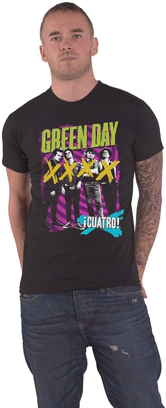 Green Day T Shirt Hypno 4 Uno Dos TRE Band Logo Official Mens Black