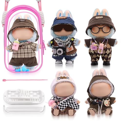 Clothes for Labubu, 23-piece Clothes and Accessories Set Designed for Labubu Doll Clothes, Includes Display Bag, Clothes Rack, Headphones, Camera, Glasses, Shoes, and 6 Mini Accessories - Style D - Thumbnail 2