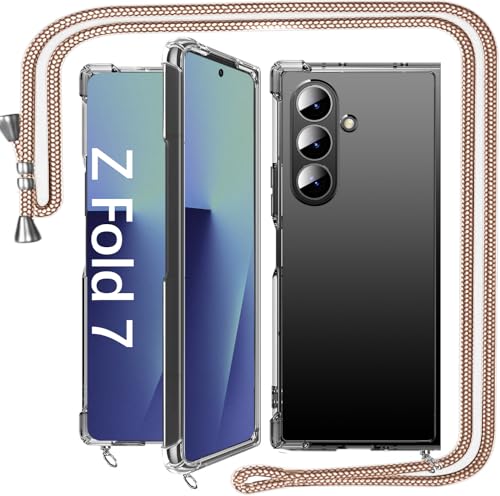 Coque collier Z Fold 7 transparente avec chaîne pour rester libre