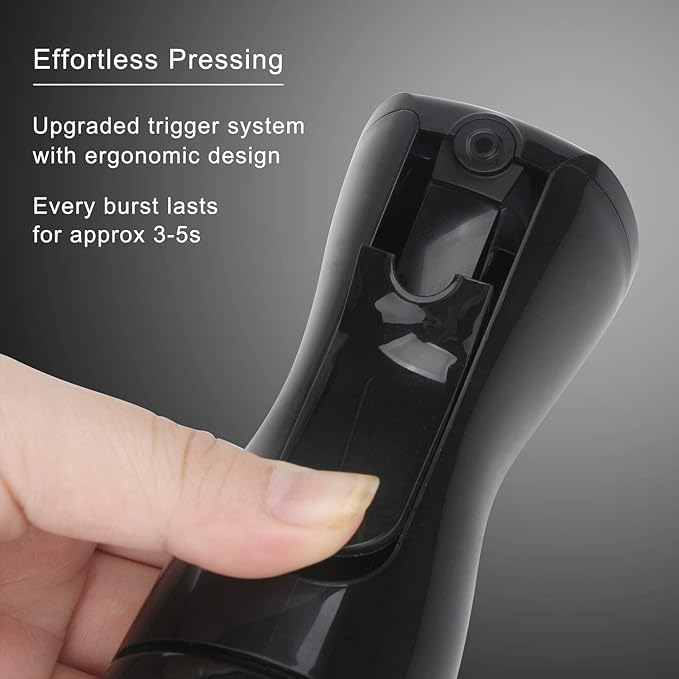 Image of JECOB Refillable Spray Bottles, Spray Bottle For Face, Saloon Sprayer Bottle, Spray Bottles For Hair (300 Ml) - Plastic, Water, Black