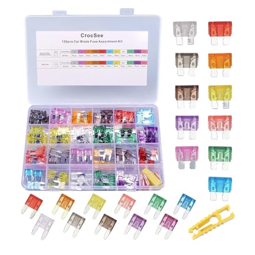 Kit surtido de 120 fusibles para automóvil tipo cuchilla, amperajes estándar 2A, 3A, 5A, 7.5A, 10A, 15A, 20A, 25A, 30A, 35A, 40A miniatura 1