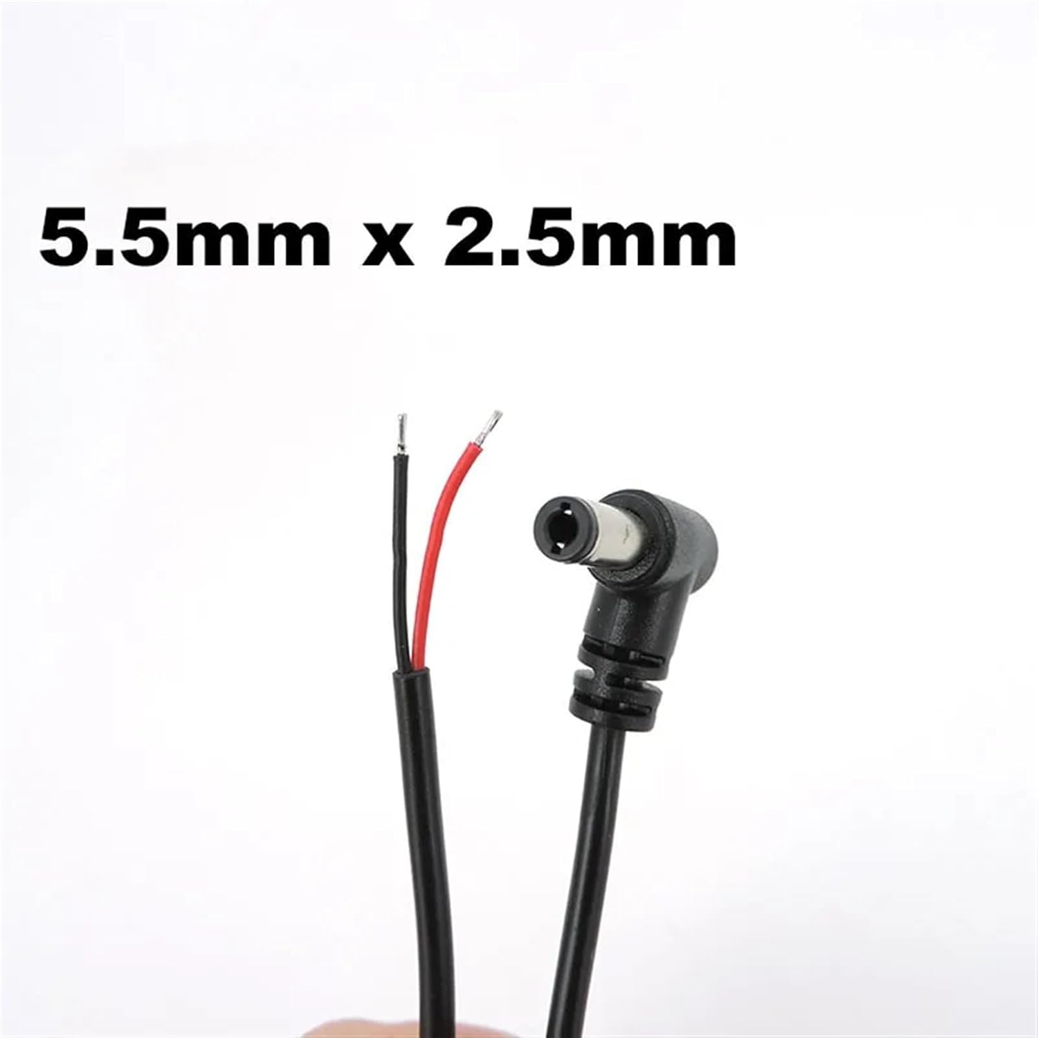 2pin DC Male Power Connector Extend Right Angle Charging Cable 4.0x1.7mm 3.5x1.35mm 5.5x2.1mm 5.5x2.5mm 22AWG 90 Degree 3A Cord(5.5mmx2.5mm,5pcs)