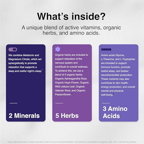 SleepSupport - Natural Sleep Aid for Adults to Help Promote Calm and Relaxation - Organic Sleep Supplement with Ashwagandha, Valerian Root, Magnesium, Melatonin, Glycine, L-Tryptophan - 60 Capsules - Image 6